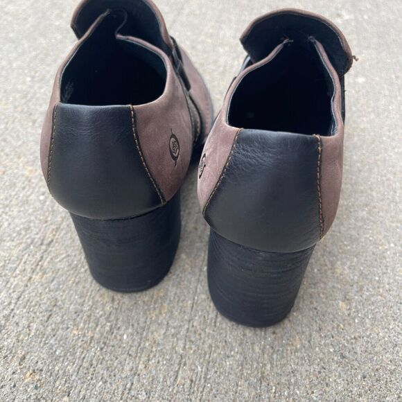 Born Harness Ankle Boots Womens Size 8 Brown Blocked Heel Slip On Suede Leather - Picture 8 of 10